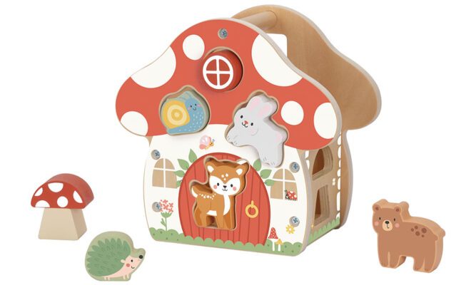 Дерев’яний сортер «Грибовий будиночок» - розвиваюча іграшка для дітей