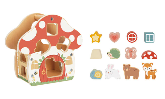 Дерев’яний сортер «Грибовий будиночок» - розвиваюча іграшка для дітей