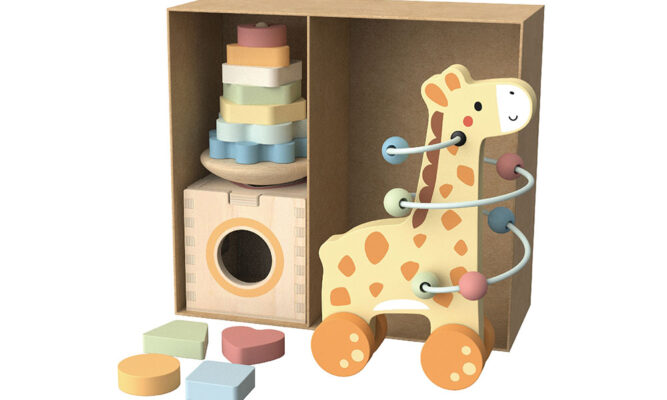 Дерев’яний подарунковий бокс «Жираф» - розвиваючий набір іграшок 3-в-1